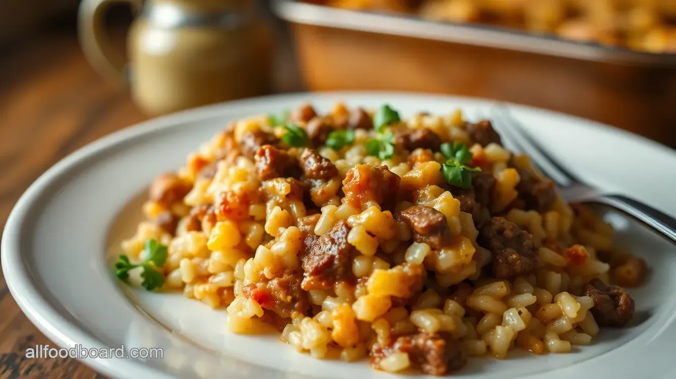 Baked Beef Rice Casserole with Savory Twist