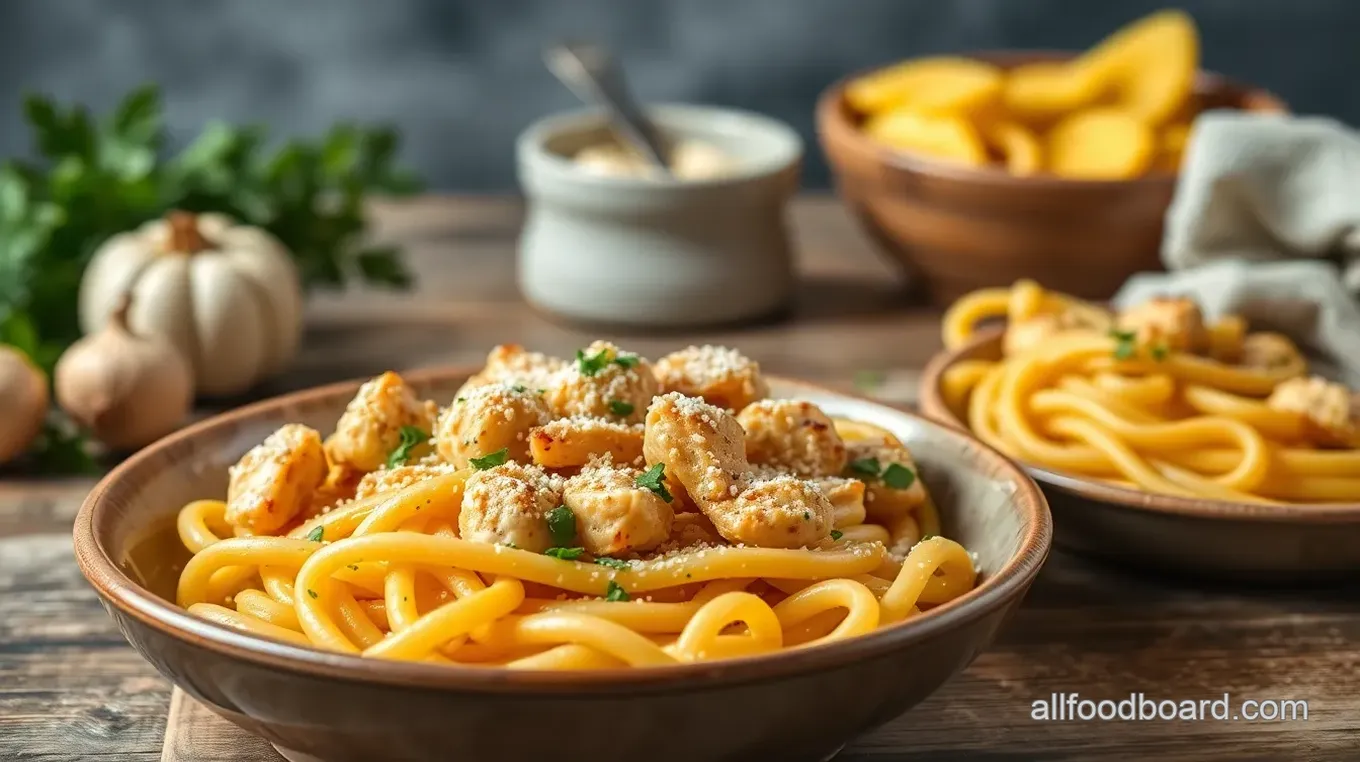 Cheesy Garlic Parmesan Chicken Pasta Bake