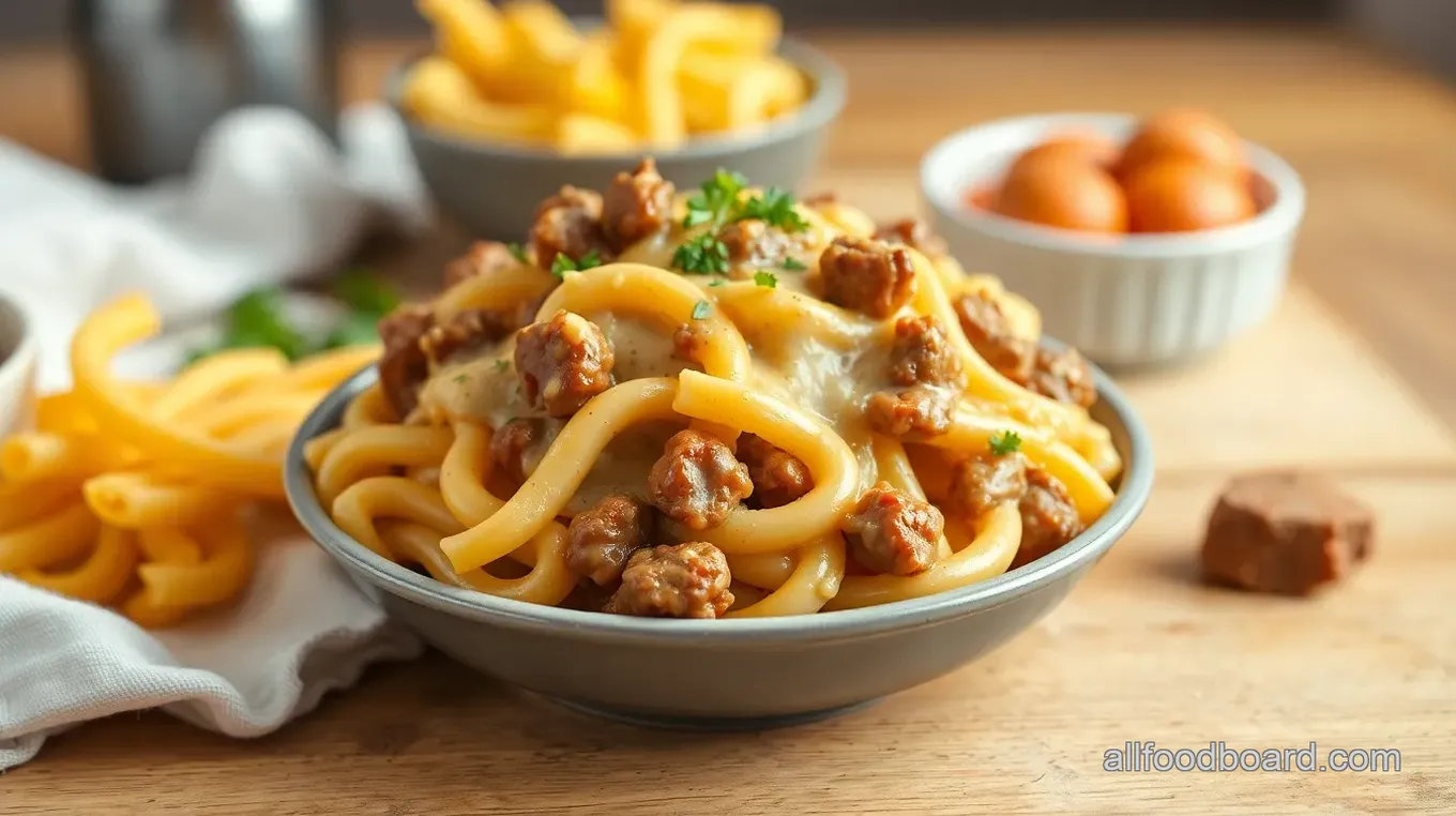 Cheesy Ground Beef Pasta Delight