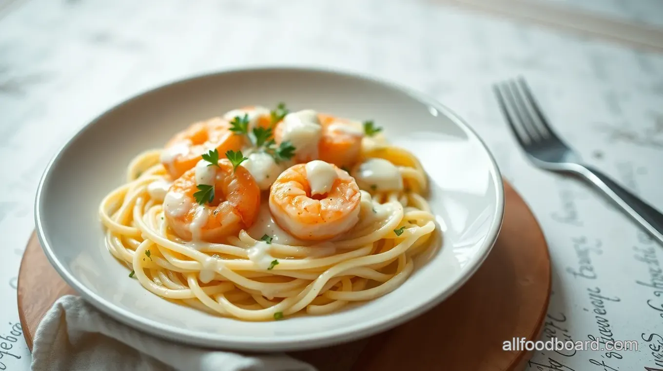 Quick Shrimp Fettuccine Creamy Alfredo Dish