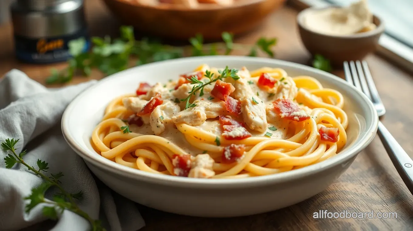 Delicious Chicken Bacon Ranch Pasta