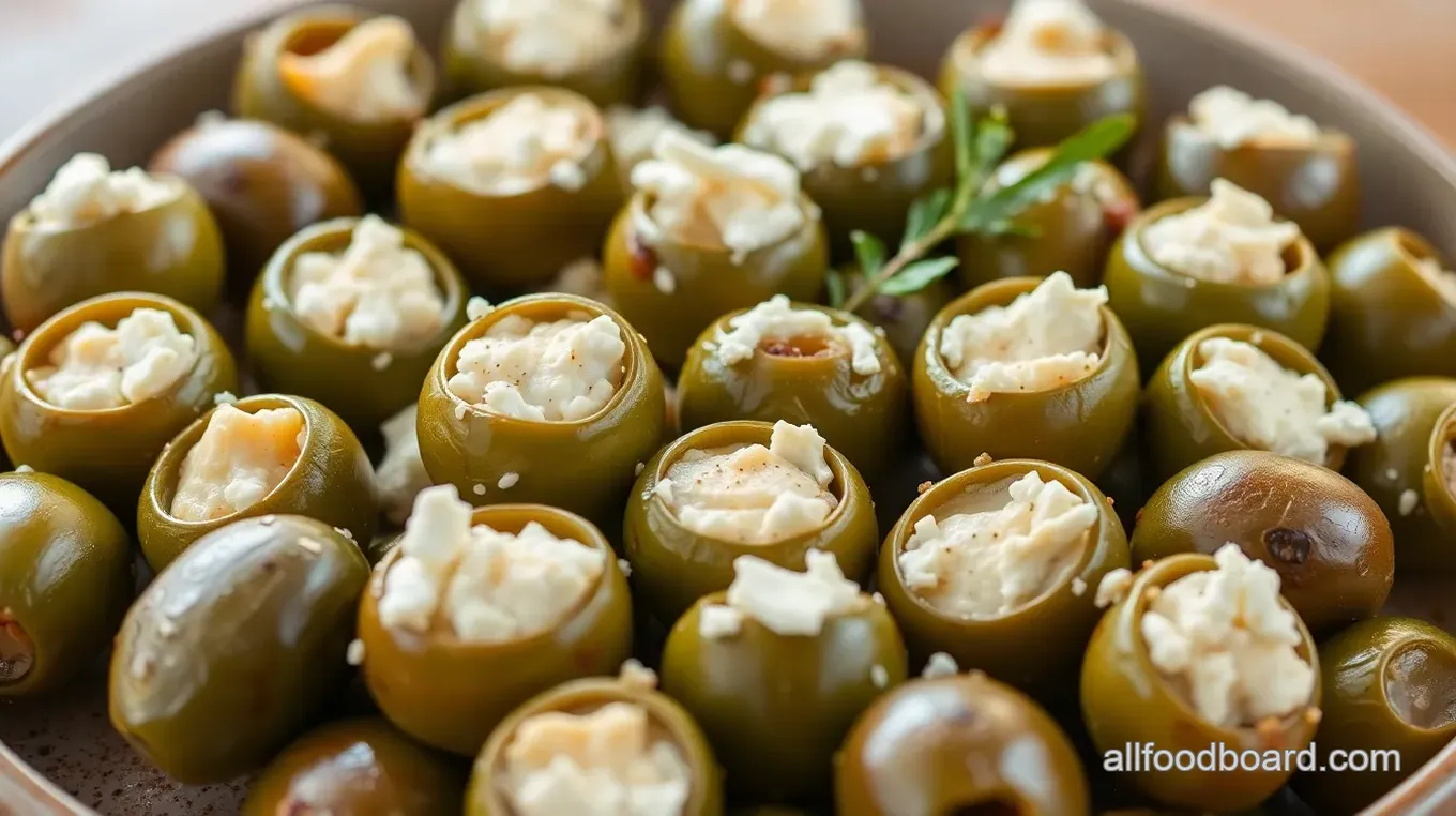 Greek food olives stuffed with cheese