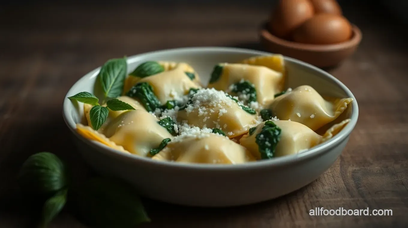 Elegant Homemade Ravioli Recipe: Ricotta & Spinach Delight Homemade Ravioli with Ricotta and Spinach Filling
