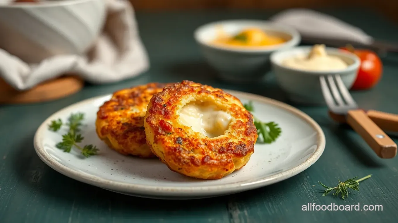 Crispy Fried Potato Cakes with Savory Cheese Filling