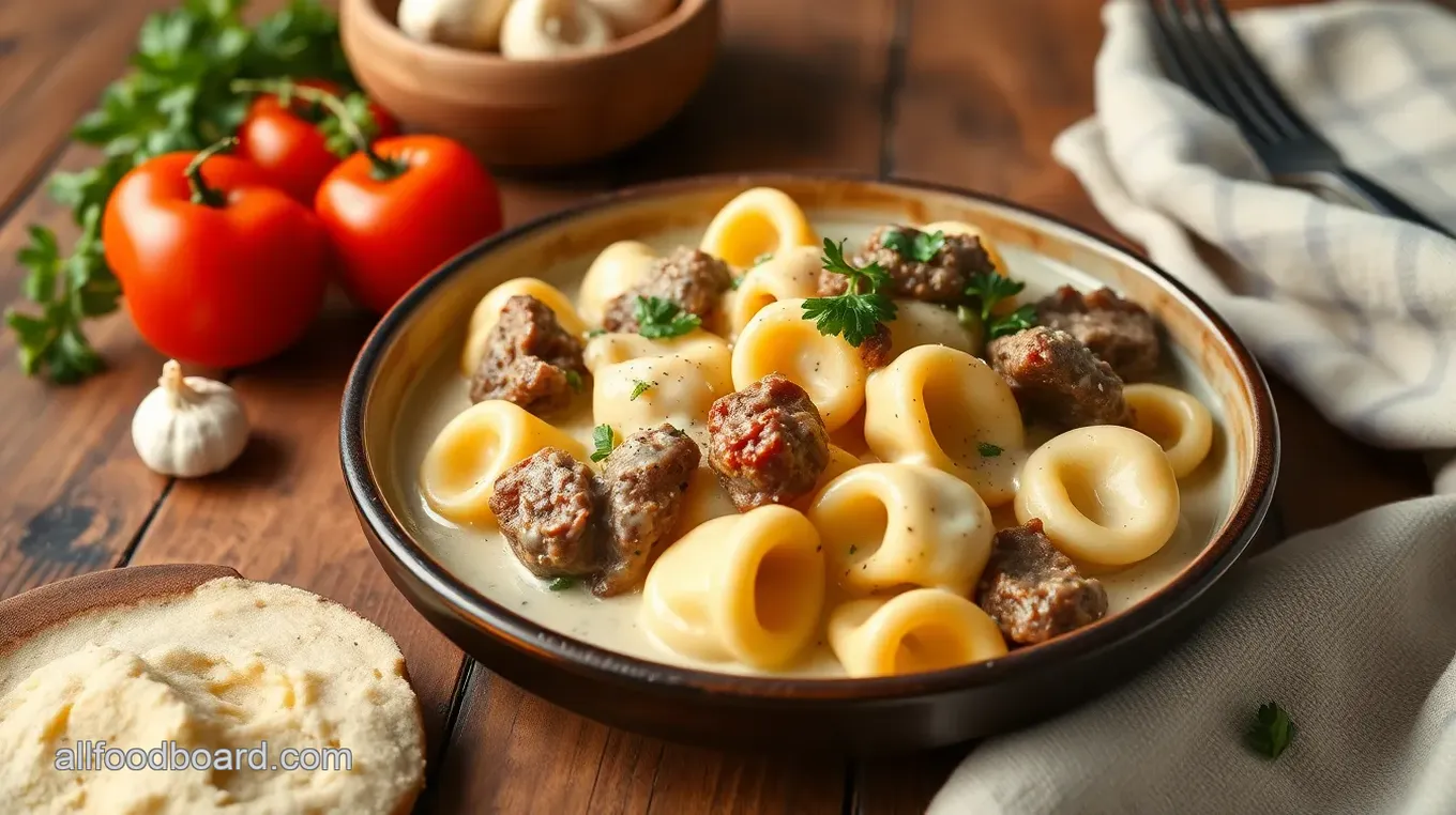 Cheesesteak Tortellini - Rich Provolone Sauce