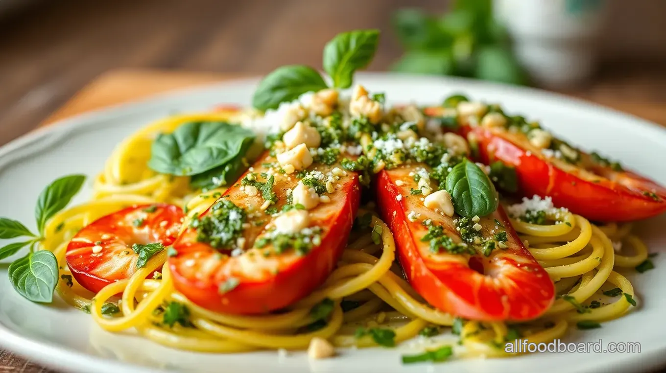 Pesto Langostino Zucchini Noodles