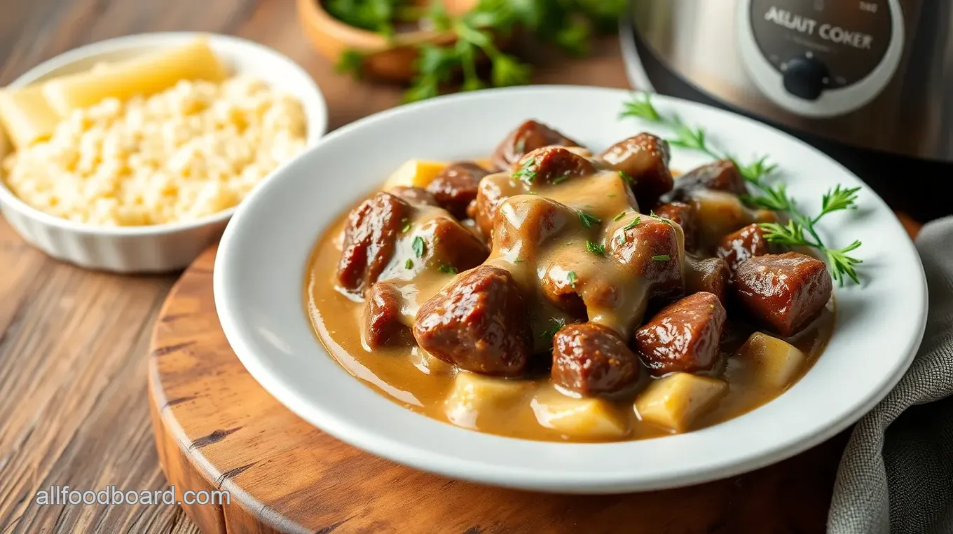 Melt In Your Mouth Beef Tips with Mushroom Gravy