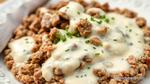 Cook Ground Beef with Creamy Alfredo Sauce