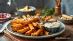 Baked Fries with Cheese Sauce & Spices