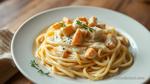 Sauté Crab Fettuccine in Creamy Alfredo