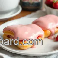 Bake Strawberry Eclairs with Pink Glaze