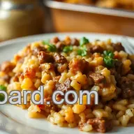Easy Savory Baked Beef Rice Casserole with Flavorful Twist: A Family Favorite