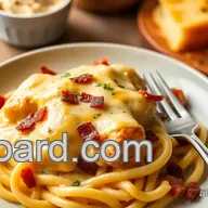 Easy & Juicy Baked Cheddar Chicken Alfredo with Bacon: A Family Favorite