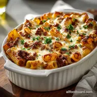 Beef Rigatoni Cheese Bake Crisp Tastes for 8 Servings