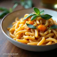 Golden Autumn Glow Roasted Garlic and Butternut Squash Pasta