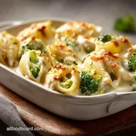 Chicken Alfredo Stuffed Shells with Broccoli Recipe
