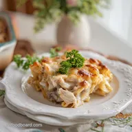 Chicken Tetrazzini: Creamy and Golden Baked Casserole