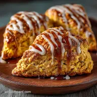 Flaky Pumpkin Scones Recipe with Brown Butter Maple Glaze