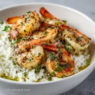 Creamy Garlic Butter Shrimp Bowl with Herb Rice