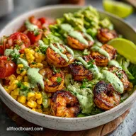 Grilled Shrimp Bowl with Avocado Corn Salsa and Creamy Lime Sauce in 20 Minutes