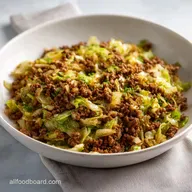 Ground Beef and Chopped Cabbage: Pan-Seared for 4 Servings