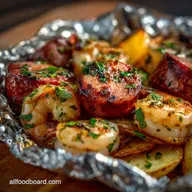 Foil Pack Meals: Sun-Drenched Sausage Prawn Dinner (Grill or Oven)