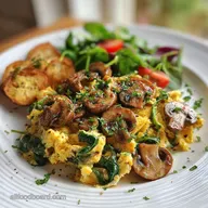 Mushroom Spinach Scrambled Eggs in 20 Minutes