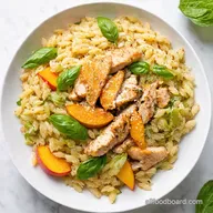 Peach basil chicken salad Chicken Summer Orzo Bliss