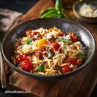 Orzo Pasta with Tomatoes Basil and Parmesan Easy 25Minute Dinner