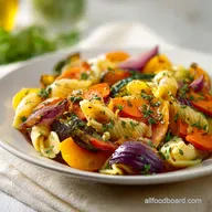 Warm Roasted Fall Vegetable Pasta Salad: Caramelized for 6 Servings