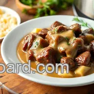 My Family's Favorite Slow Cooker Beef Tips with Creamy Gravy
