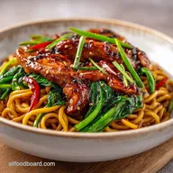 Sticky Garlic Chicken Noodles: Crispy Baked in 20 Minutes
