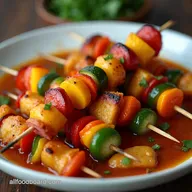 Sweet Sour Vegan Kabobs Rainbow Veggies on the Grill