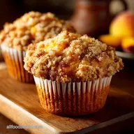 UltraMoist Vanilla Peach Muffins with Crumb Topping