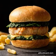 White Cheddar Spinach Chicken Burger Juicy Flavor Bomb