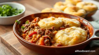 Bake Ground Beef in Cheesy Biscuit Casserole