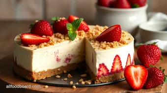 Bake Strawberry Cheesecake with Crunchy Topping