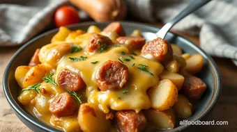 Bake Cheesy Kielbasa Potato Comfort Dish