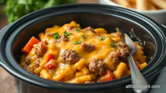 Slow Cooker Hamburger Cheesy Casserole