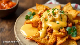 Fried Potato Nachos with Cheesy Sauce