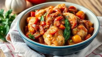 Pink Crock Pot Chicken Cacciatore: 5 Easy Steps to Dinner Delight! recipe card