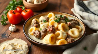 Quick Cheesesteak Tortellini in Creamy Sauce