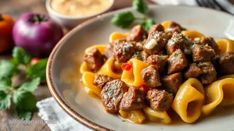 Sautéed Tortellini with Beef & Cheese Delight