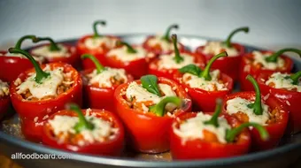 Easy & Flavorful Stuffed Cherry Peppers: A Taste of the Mediterranean recipe card
