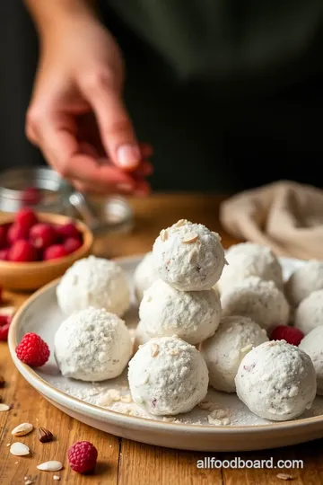 Raspberry Almond Snowballs presentation