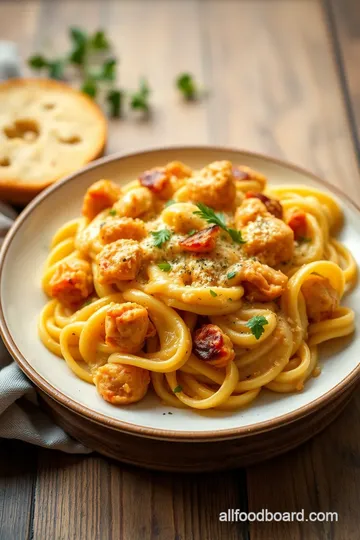 Cheesy Chicken and Broccoli Pasta Delight presentation