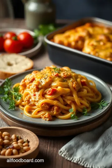 Baked Cheesy Chicken Spaghetti Casserole presentation