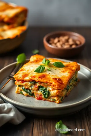 Cheesy Chicken & Spinach Lasagna Delight presentation