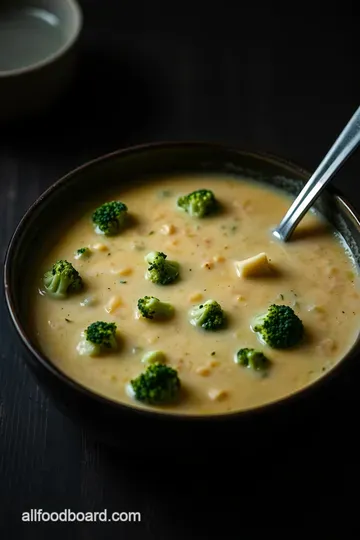 Cheesy Comfort: Broccoli Cheddar Soup presentation