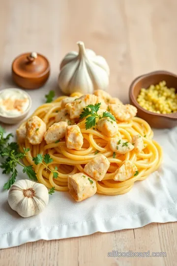 Cheesy Garlic Parmesan Chicken Pasta Bake ingredients